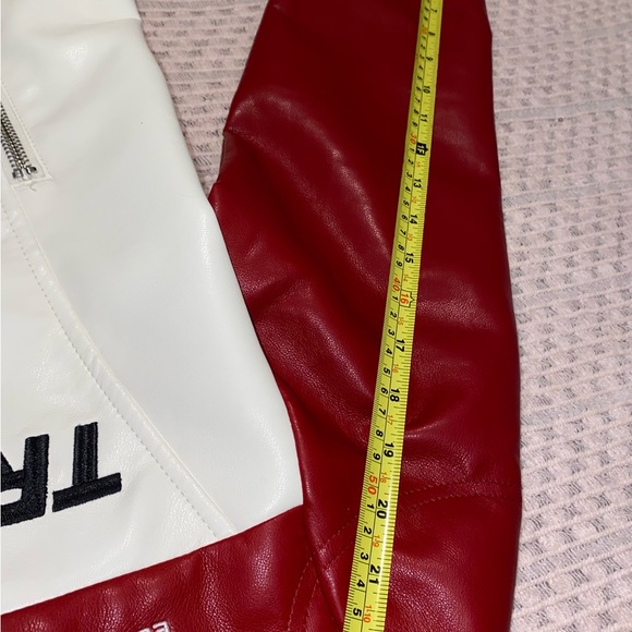 True Religion Women's Red and White Racing Leather Jacket - Picture 8 of 10